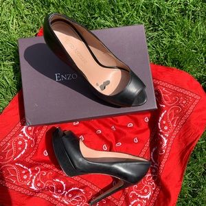 3/$50 Enzo Angiolini Black leather peep toe heels